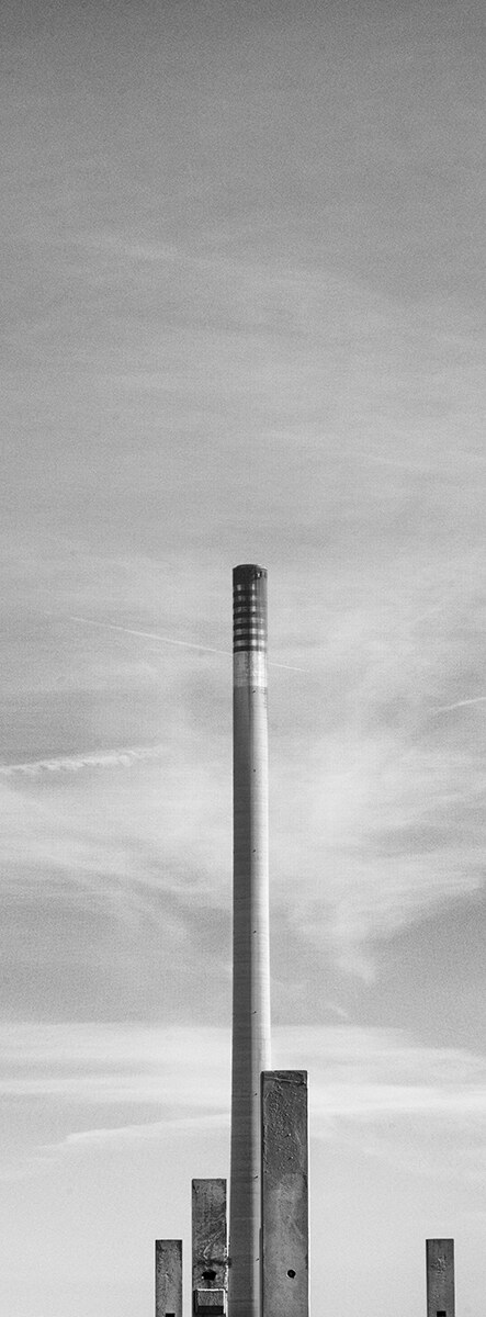 Historic chimney of the Andorra Thermal Power Station