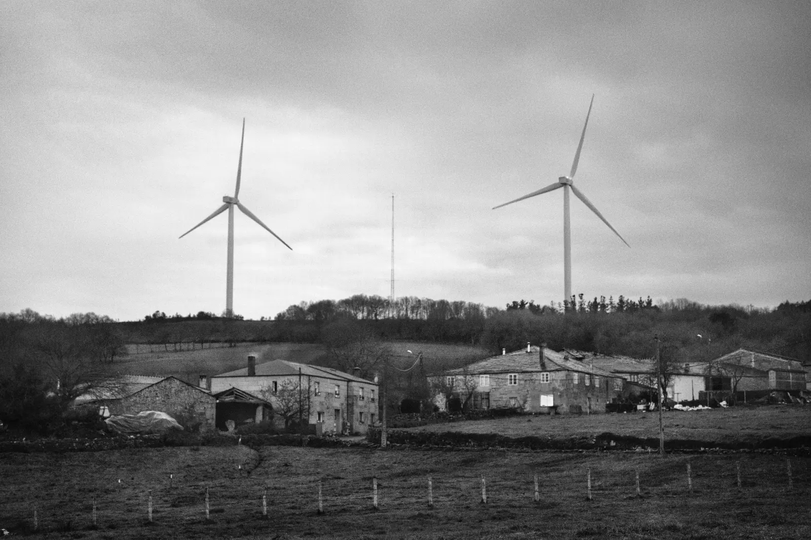 Spanish landscape with energy infrastructure in transition